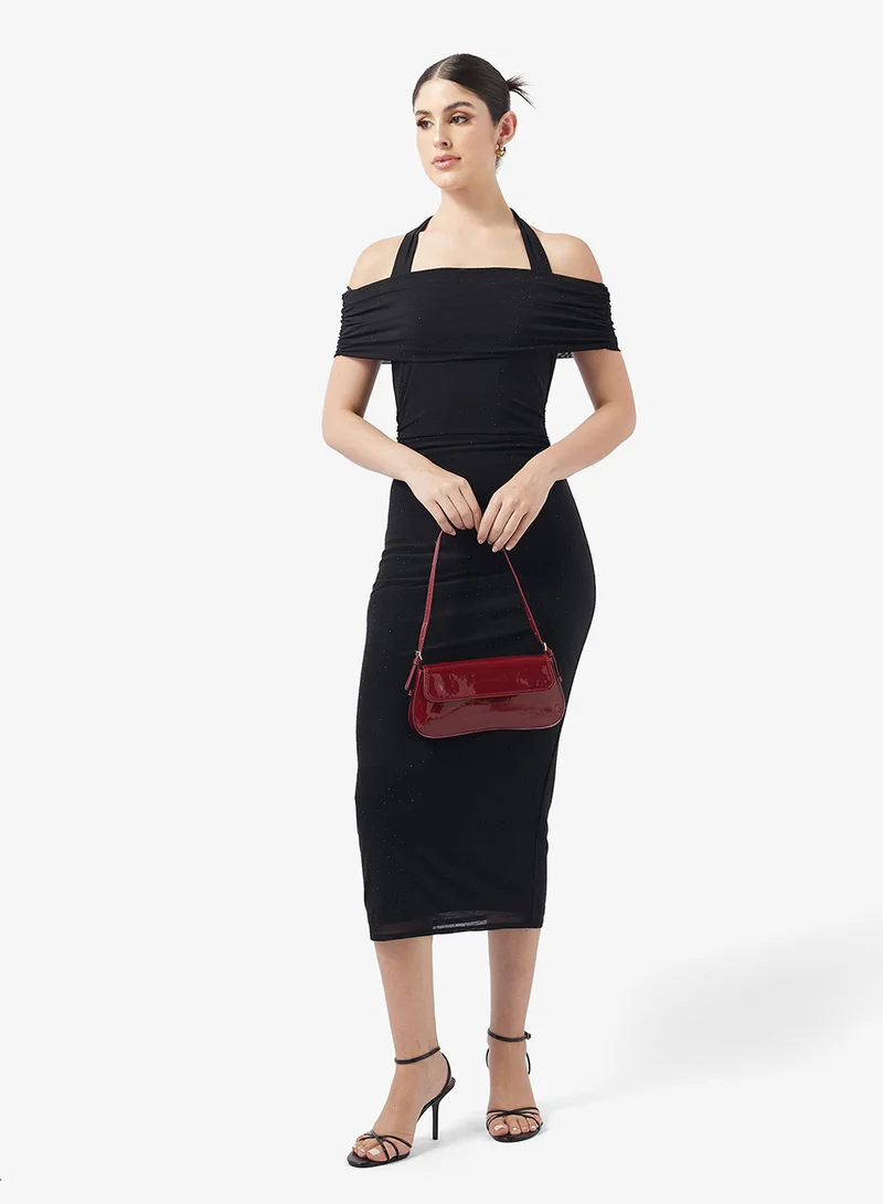 Little Mistress Mesh Detail Strappy Maxi Dress